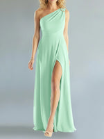 One-Shoulder Bridesmaid Dress with Slit