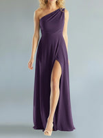 One-Shoulder Bridesmaid Dress with Slit