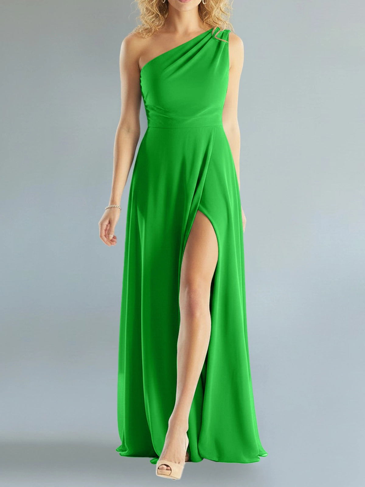 One-Shoulder Bridesmaid Dress with Slit