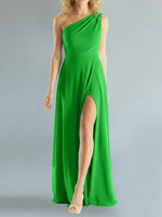 One-Shoulder Bridesmaid Dress with Slit
