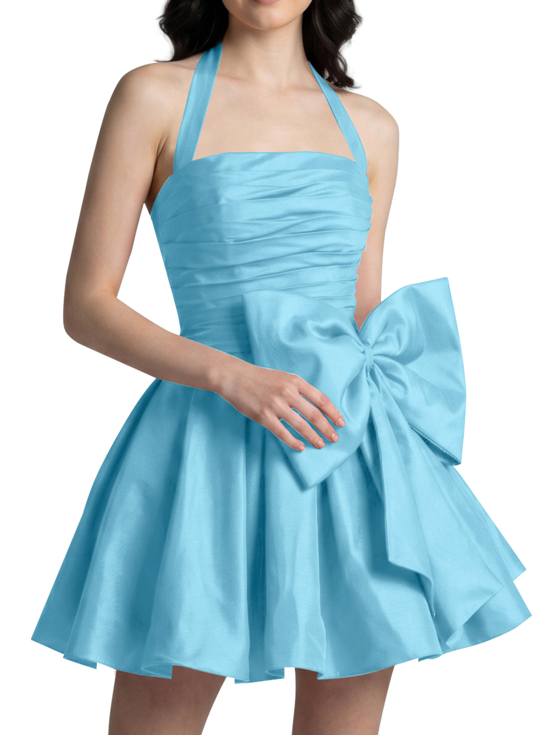 Halter Oversized Bow Mini Dress 