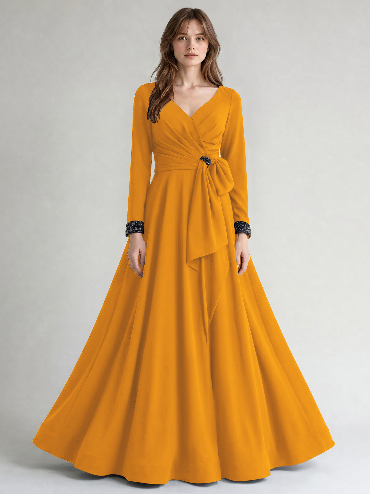 Stretch Satin Mother of the Bride Dress with Crystal