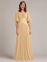Cowl Neck Mother of the Bride Dress with Applique 