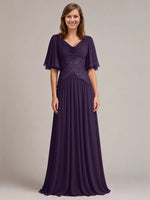 Cowl Neck Mother of the Bride Dress with Applique 