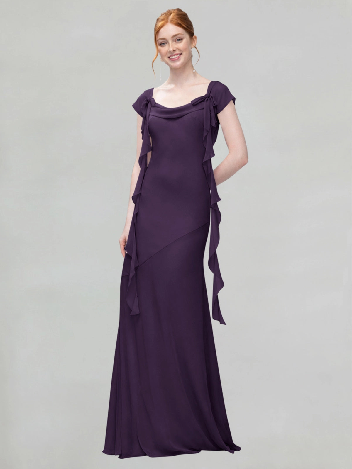 Flowy Ruffle Sheath Bridesmaid Dress 