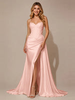 Silk-like Prom Dress with Appliques