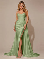 Silk-like Prom Dress with Appliques
