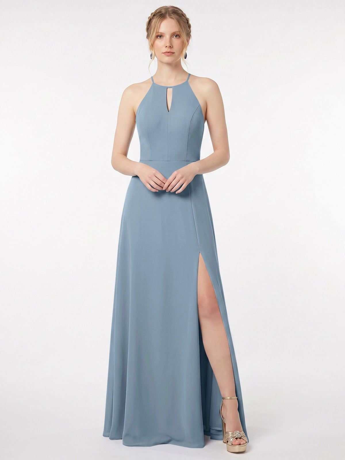 Chiffon Bridesmaid Dress with Halter 