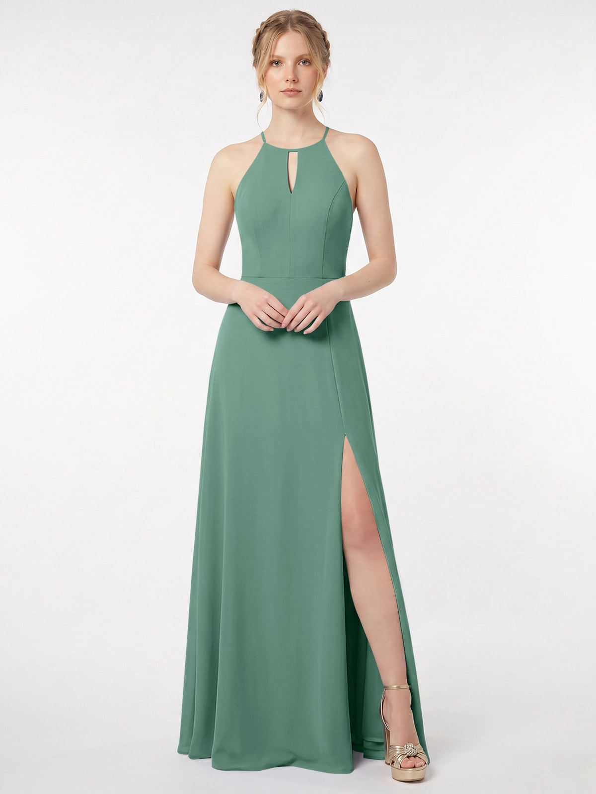 Chiffon Bridesmaid Dress with Halter 