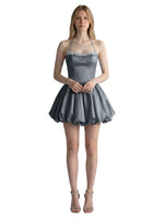 Beading Bubble Hem Mini Dress 