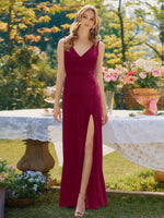 Velvet Bridesmaid Dress with Slit 