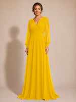 Chiffon Mother of the Bride Dress with Long Sleeves 