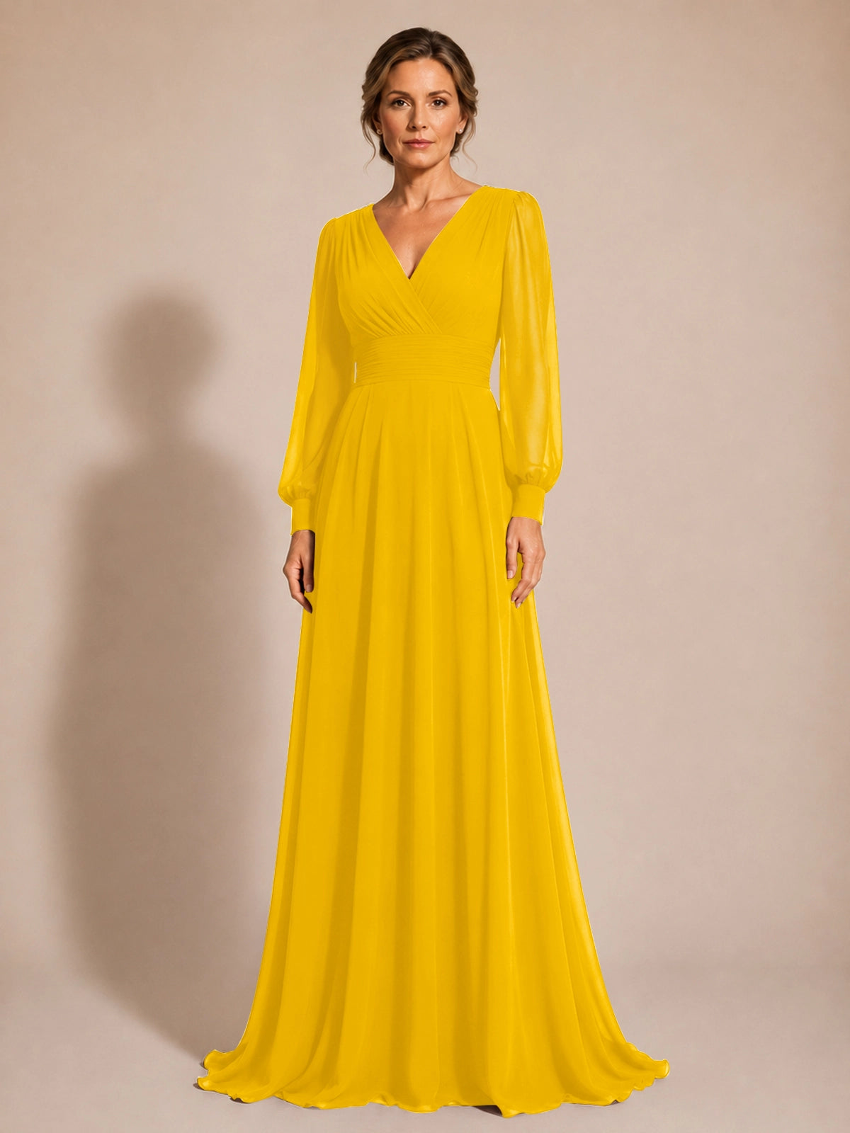 Chiffon Mother of the Bride Dress with Long Sleeves 