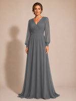 Chiffon Mother of the Bride Dress with Long Sleeves 