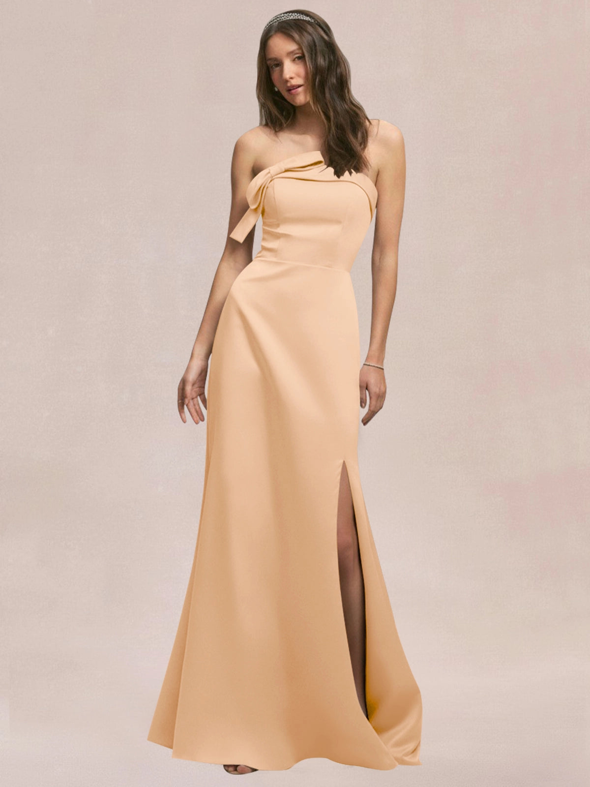Satin Bow Accent Bridesmaid Dress 