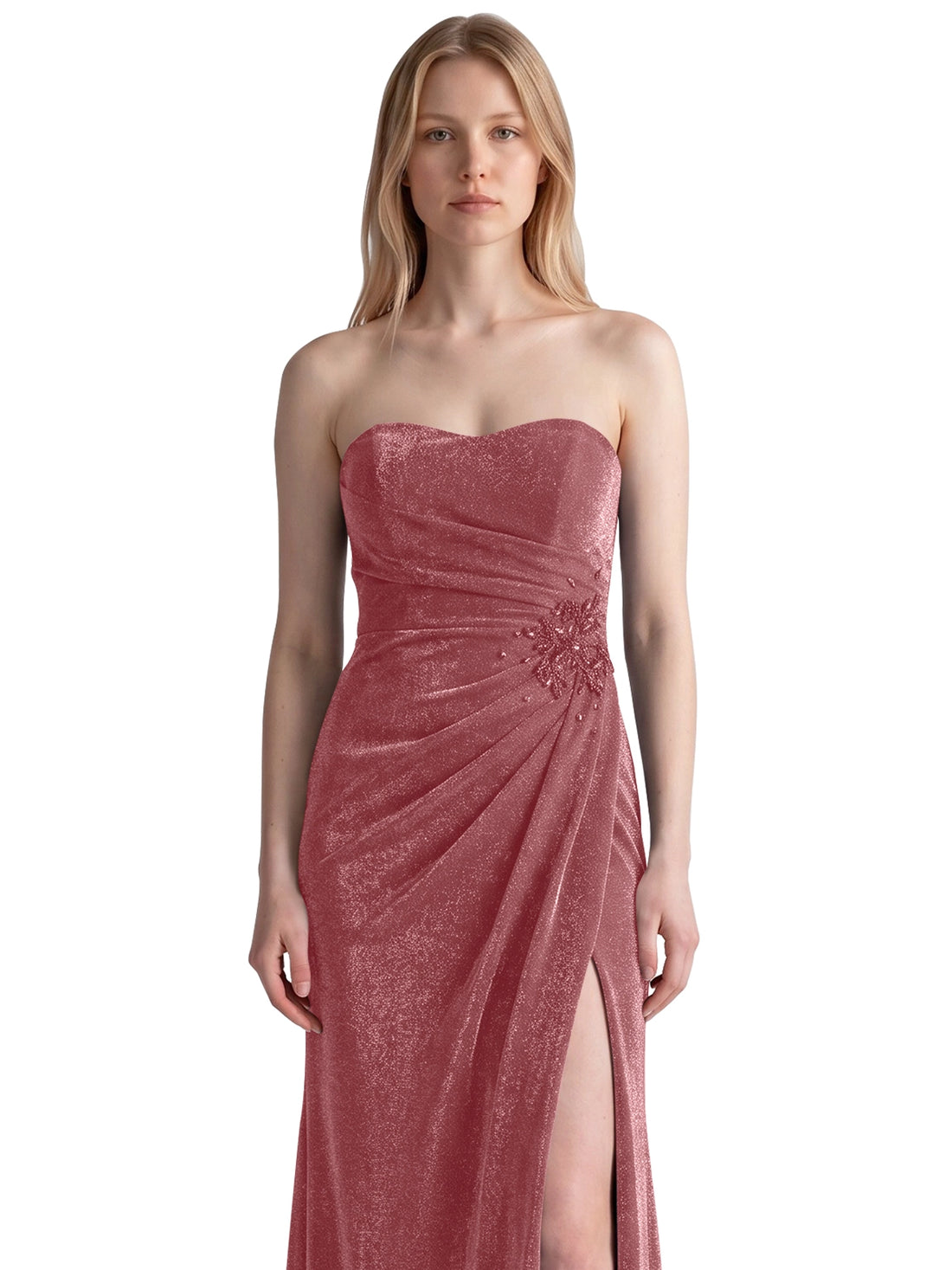Velvet Prom Dress with Beaded Applique 