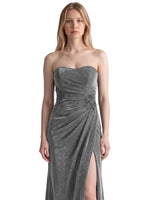 Velvet Prom Dress with Beaded Applique 