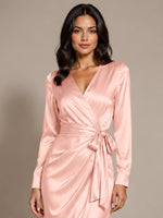 Silk-like Mother of the Bride Dress with Self-Tie Sash 
