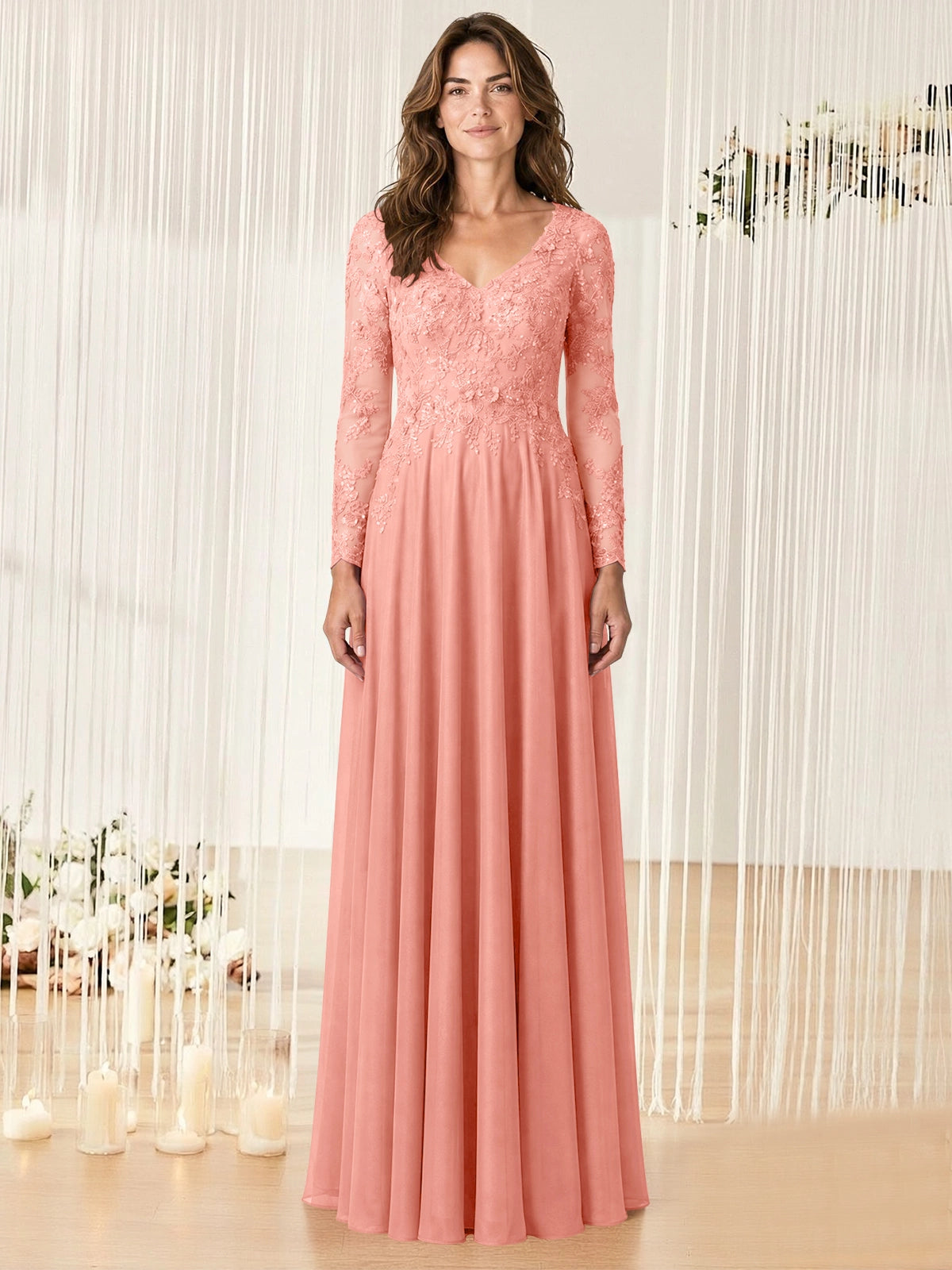 A-line Mother of the Bride Dress with Appliques