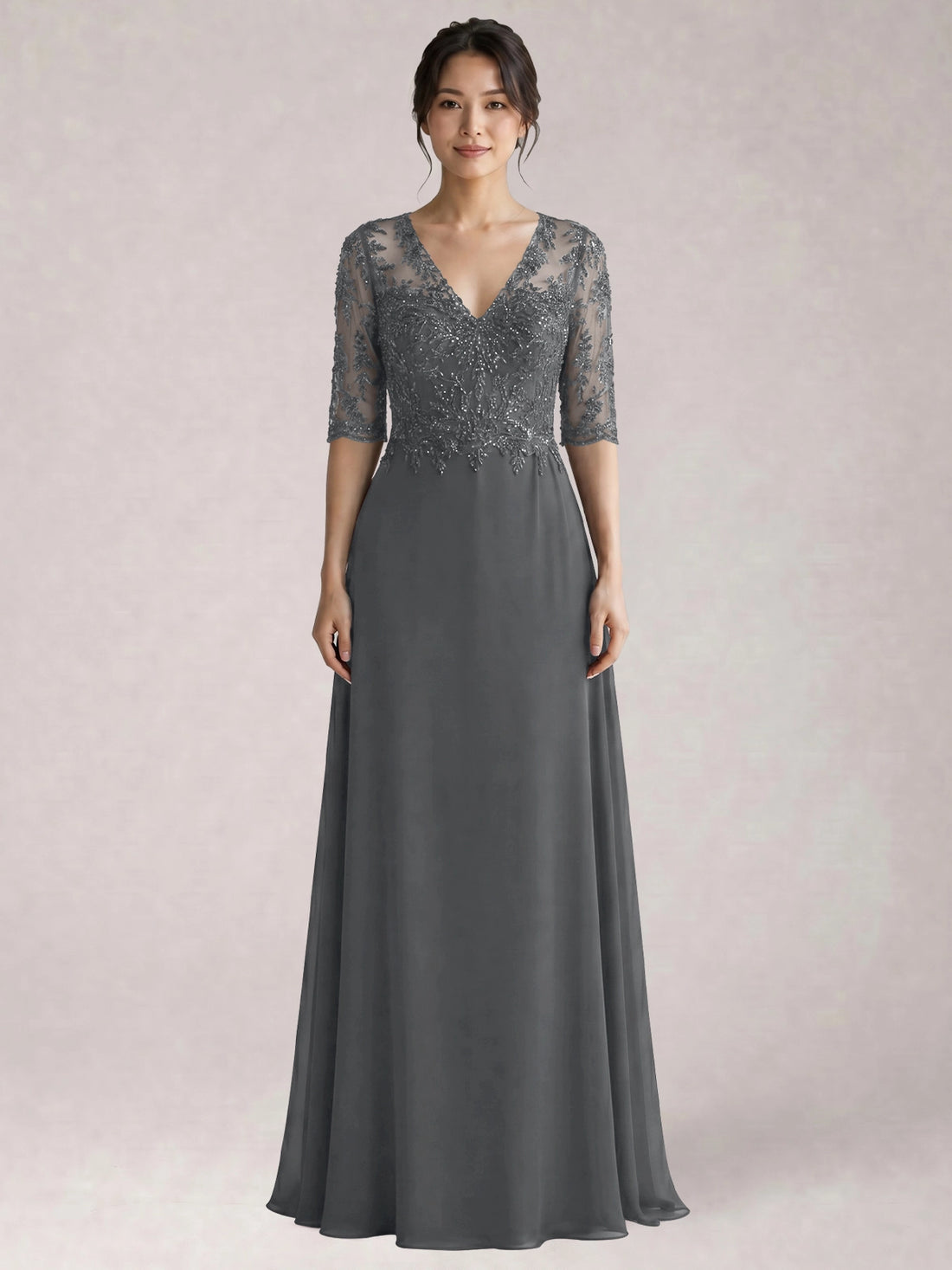 Lace Mother of the Bride Dress with Half Sleeves