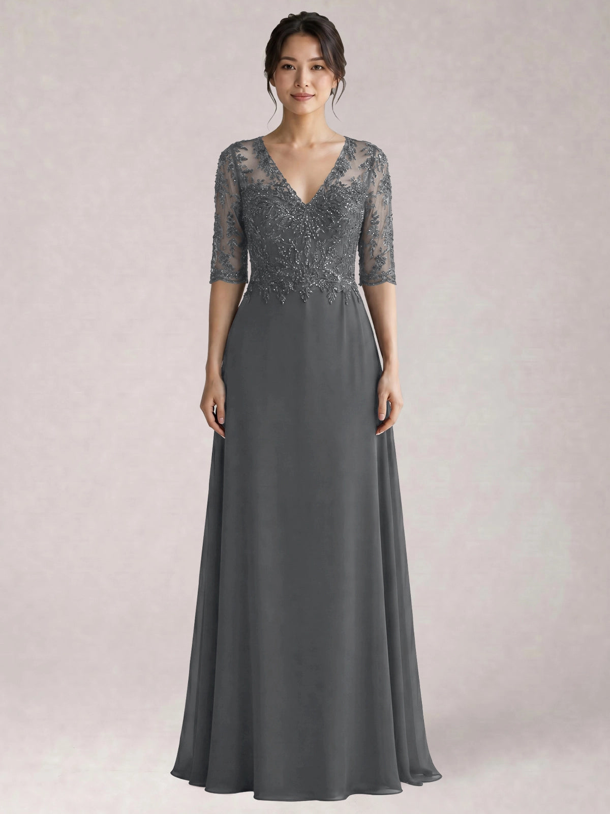 Lace Mother of the Bride Dress with Half Sleeves