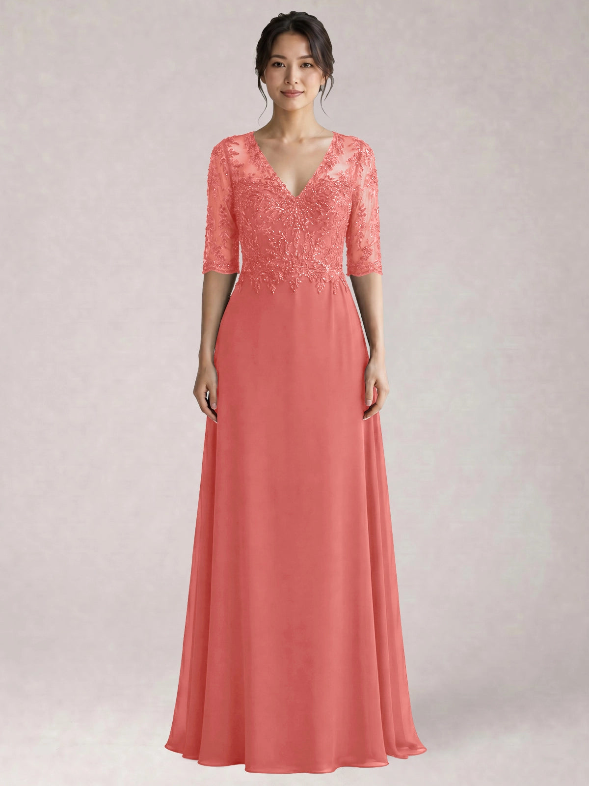 Lace Mother of the Bride Dress with Half Sleeves