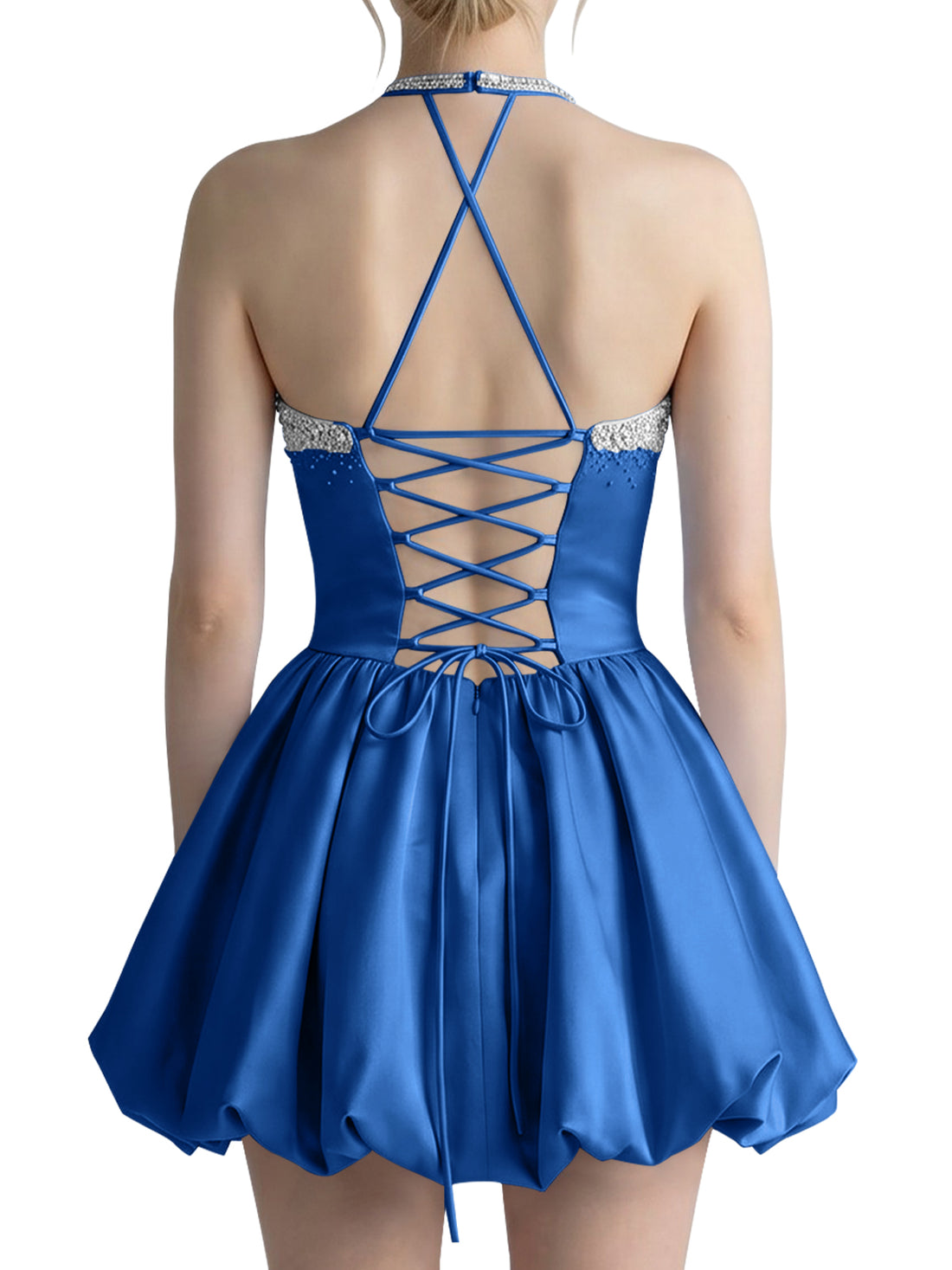 Beading Bubble Hem Mini Dress 