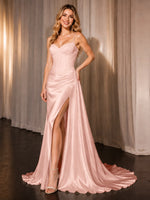 Silk-like Prom Dress with Appliques