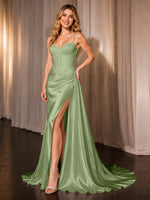 Silk-like Prom Dress with Appliques