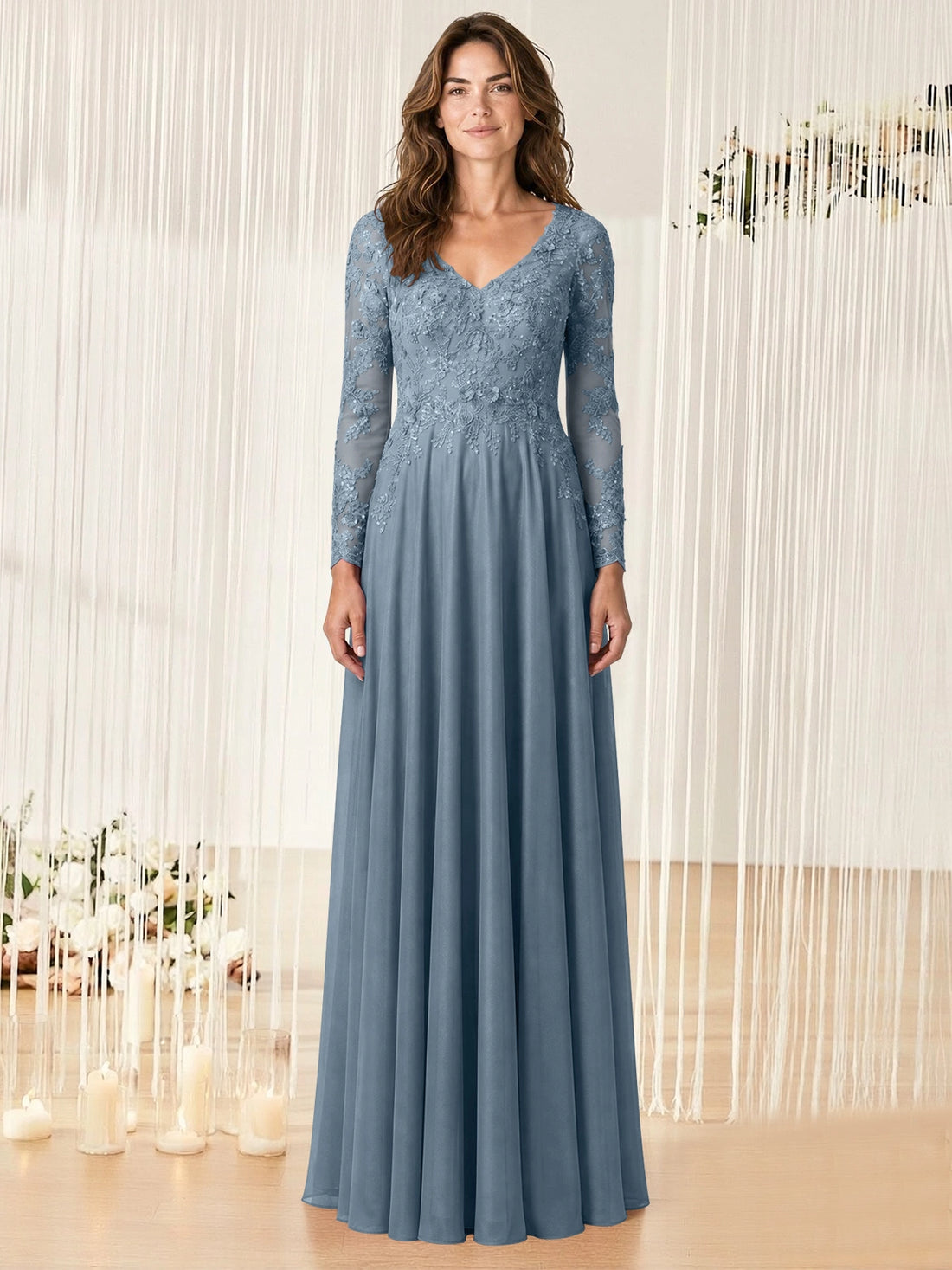 A-line Mother of the Bride Dress with Appliques