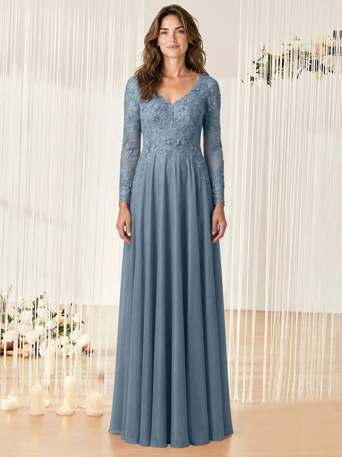 A-line Mother of the Bride Dress with Appliques