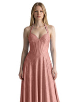 Halter Beaded Prom Dress 