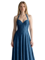 Halter Beaded Prom Dress 