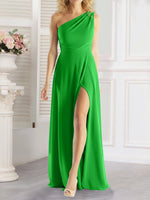 One-Shoulder Bridesmaid Dress with Slit