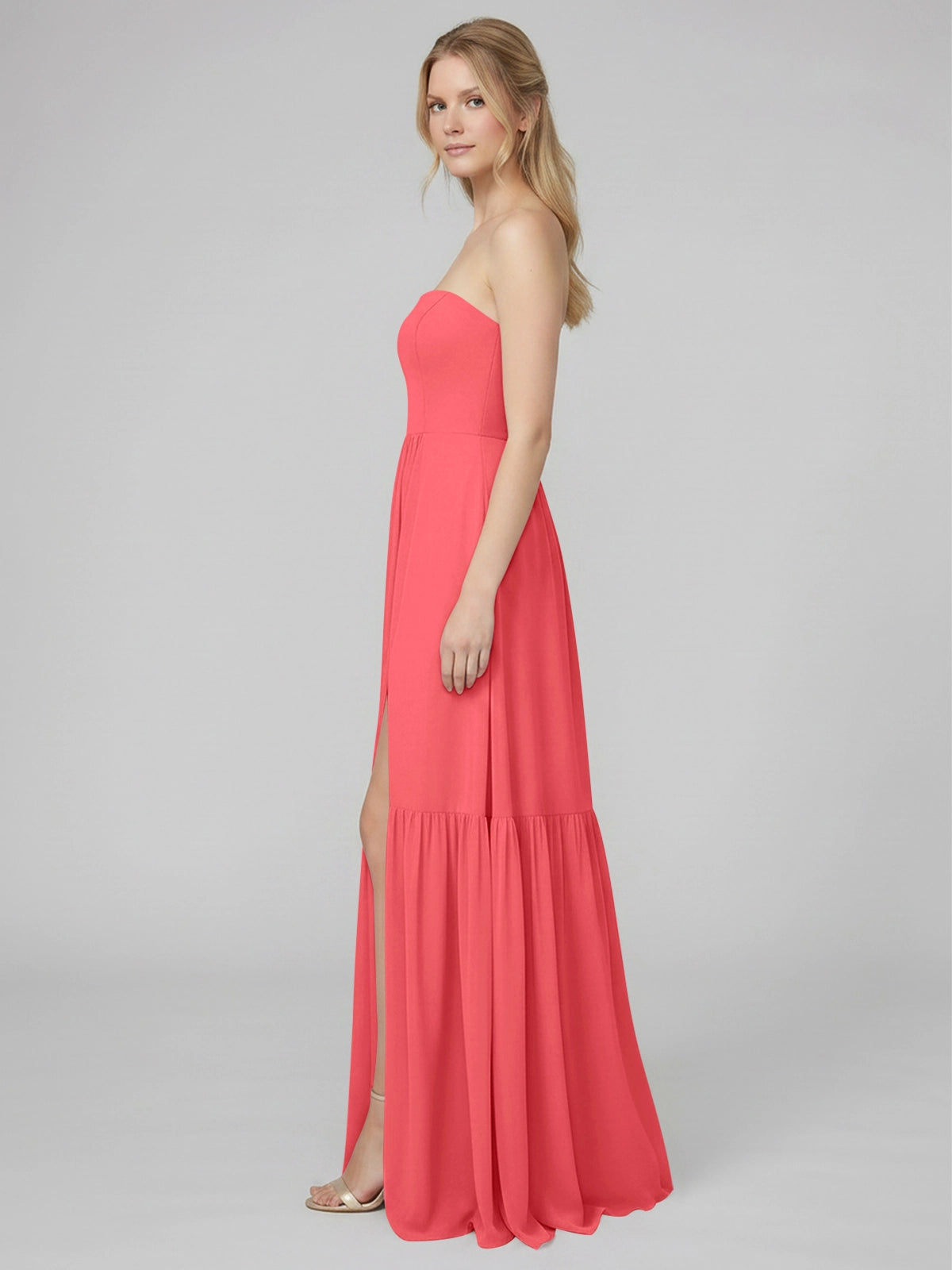 Strapless Bridesmaid Dress with Slit 