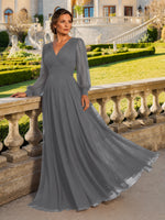 Chiffon Mother of the Bride Dress with Long Sleeves 
