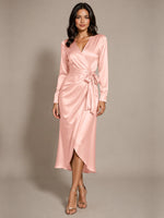Silk-like Mother of the Bride Dress with Self-Tie Sash 