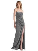 Velvet Prom Dress with Beaded Applique 