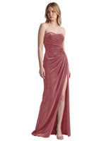 Velvet Prom Dress with Beaded Applique 