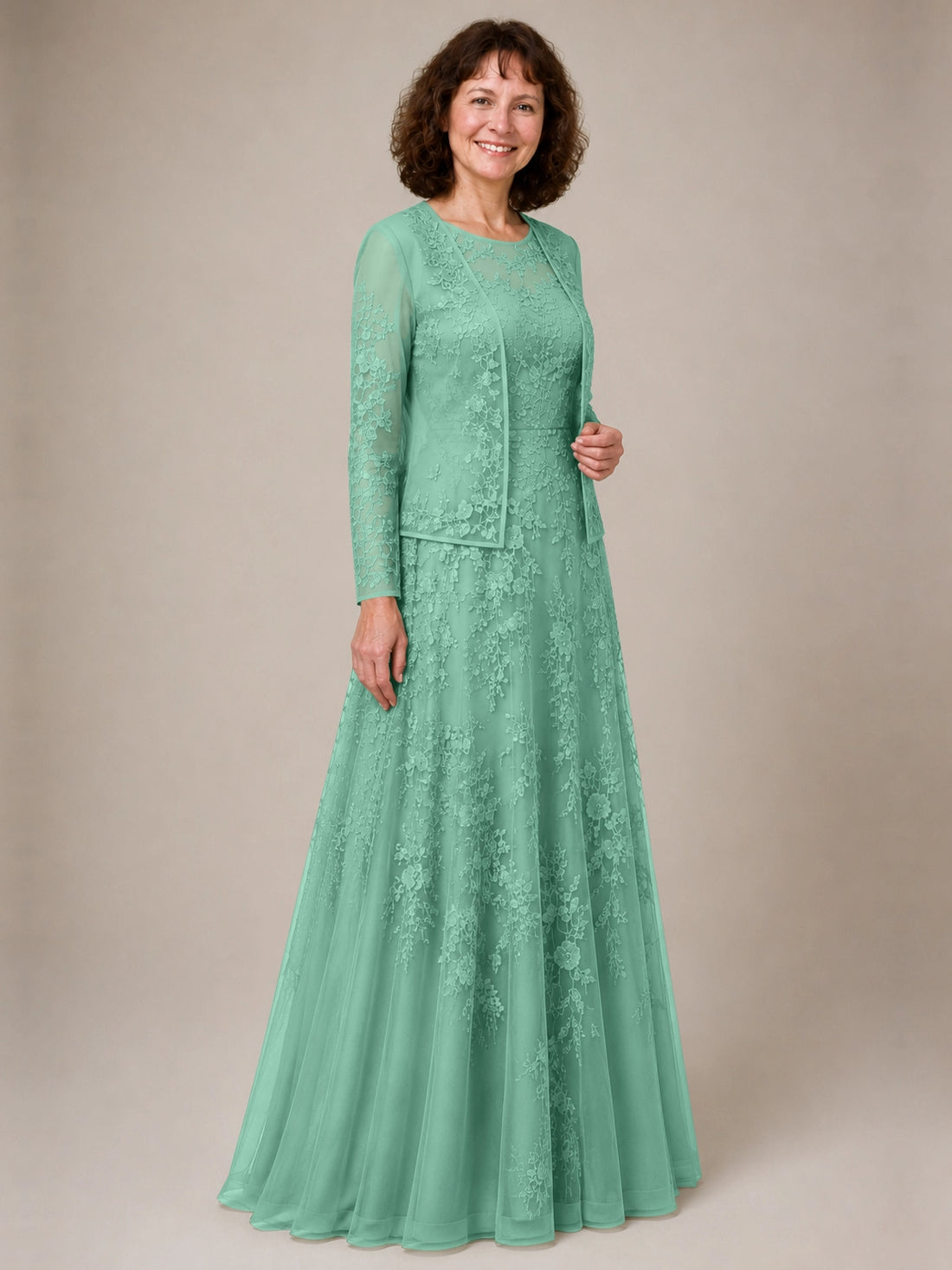 A-line Mother of the Bride Dress with Lace 