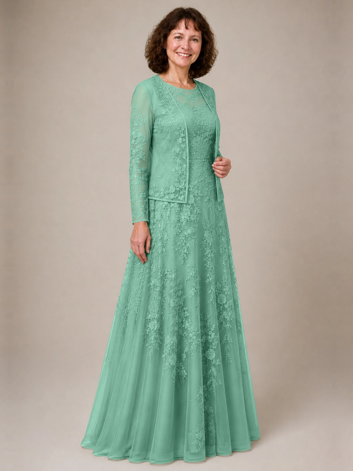 A-line Mother of the Bride Dress with Lace 