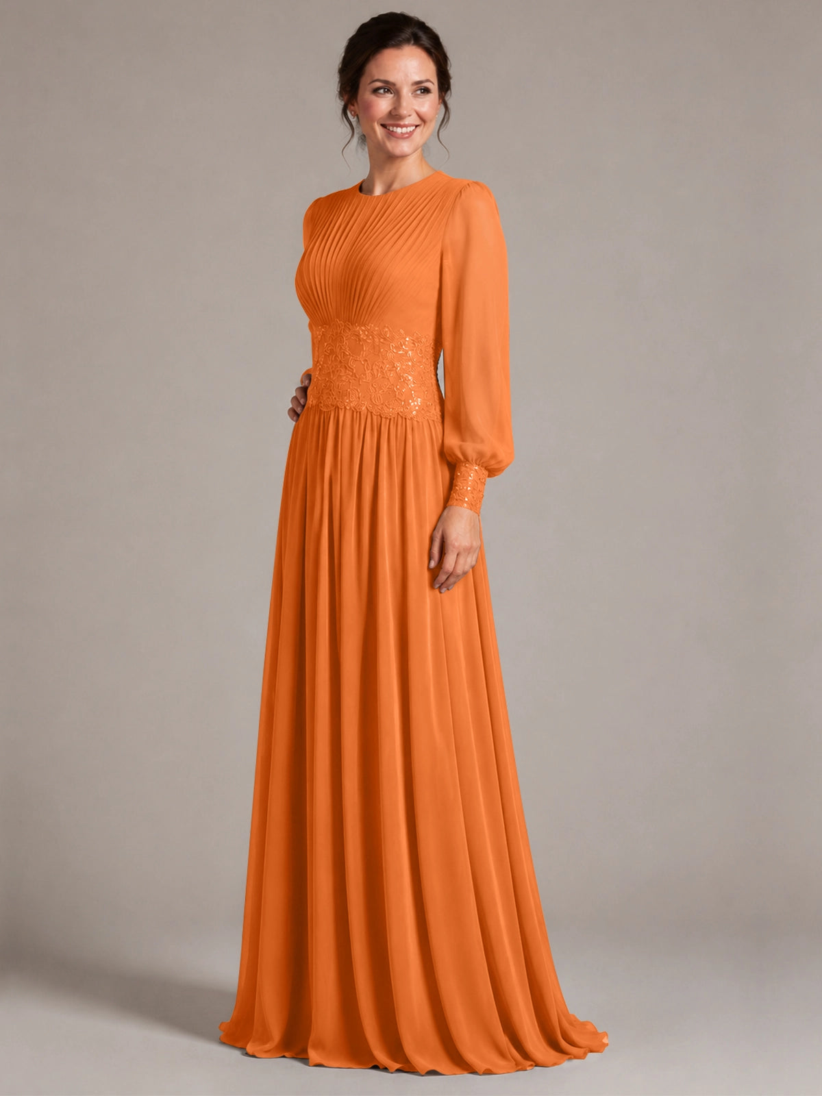 Chiffon Mother of the Bride Dress with Jewel Neckline 