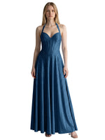 Halter Beaded Prom Dress 