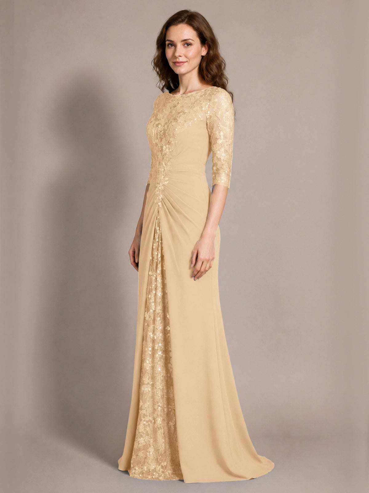 Lace Mother of the Bride Dress with Applique 