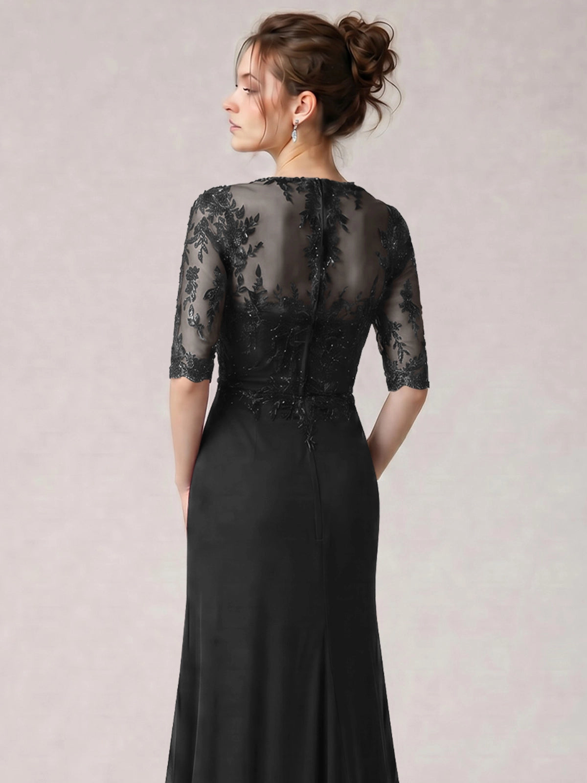 Lace Mother of the Bride Dress with Half Sleeves