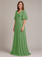 Cowl Neck Mother of the Bride Dress with Applique 
