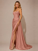 Silk-like Prom Dress with Appliques
