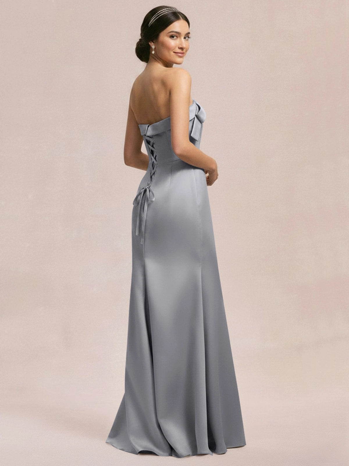Satin Bow Accent Bridesmaid Dress 