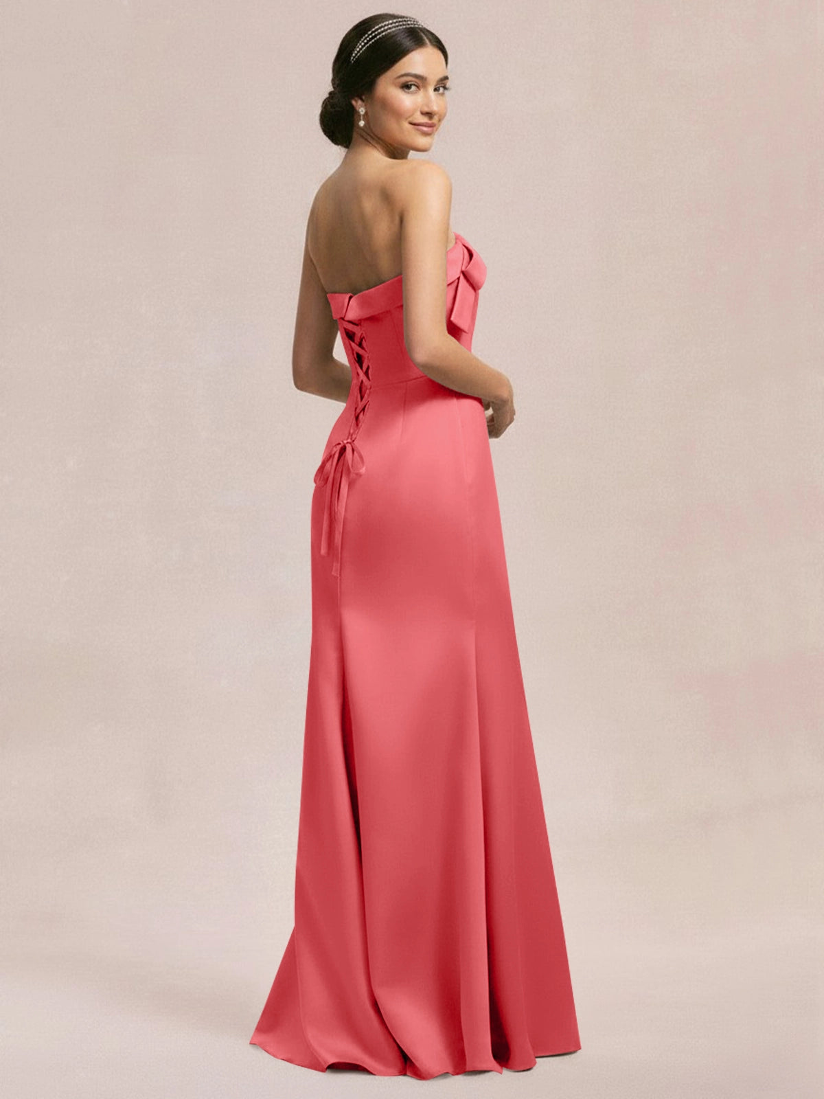 Satin Bow Accent Bridesmaid Dress 