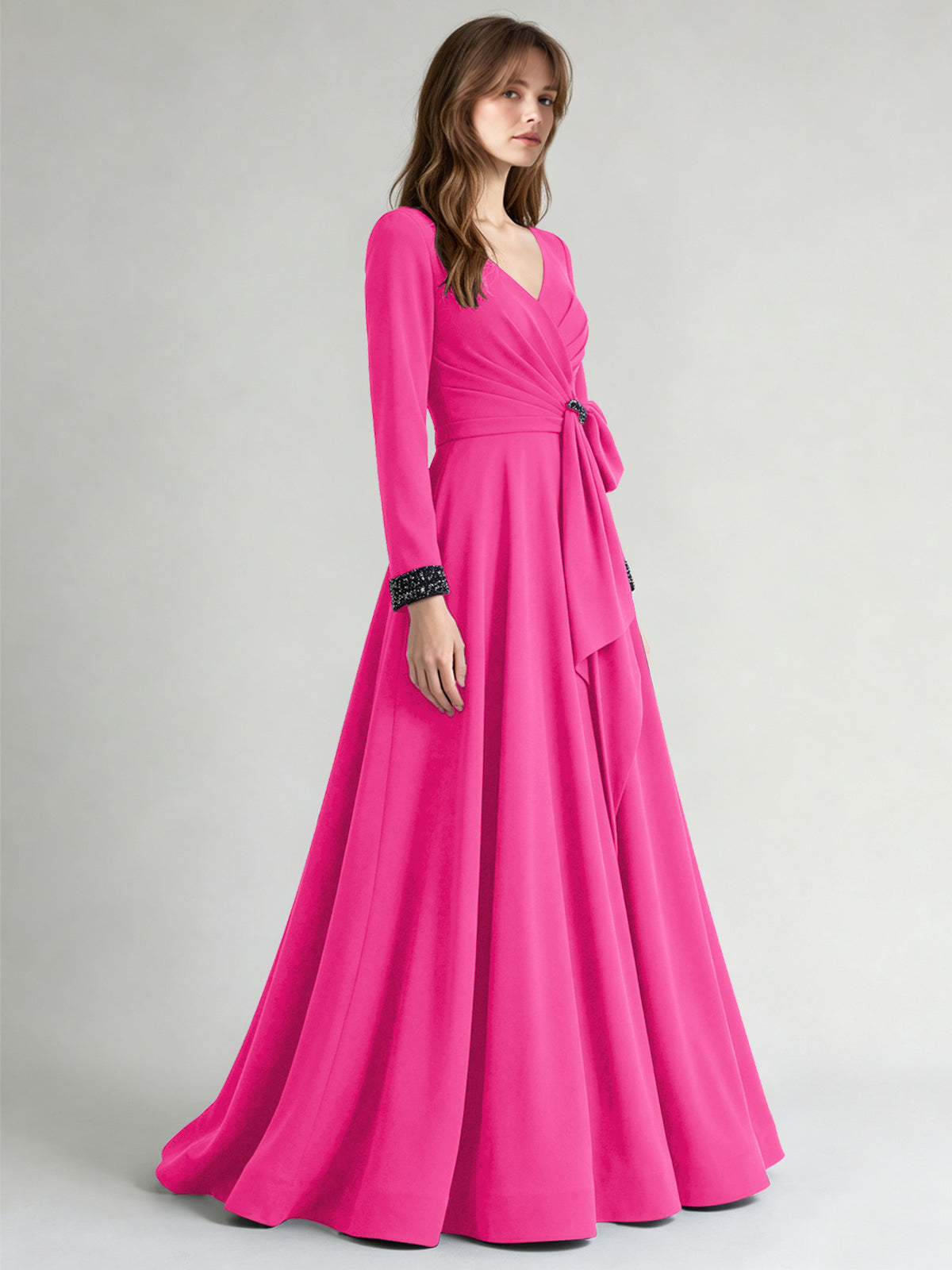 Stretch Satin Mother of the Bride Dress with Crystal